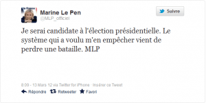 Marine-Le-Pen-candidate Marine Le Pen candidate
